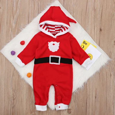 Милый комбинезон для новорожденных, хлопковый комбинезон с длинными рукавами и капюшоном для малышей, Рождественская одежда для малышей, одежда для маленьких мальчиков и девочек - Цвет: Белый
