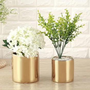 

Golden Vase Nordic Plating Ceramic Vase Flower Pot Home Wedding Room Decoration