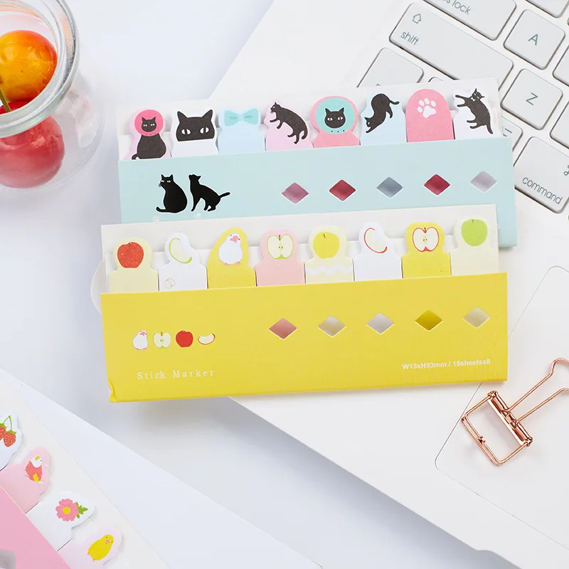 

8 pcs/Lot Cartoon animal memo pad Cute penguin panda dog bird fruit sticker notes Office accessories School supplies FM730