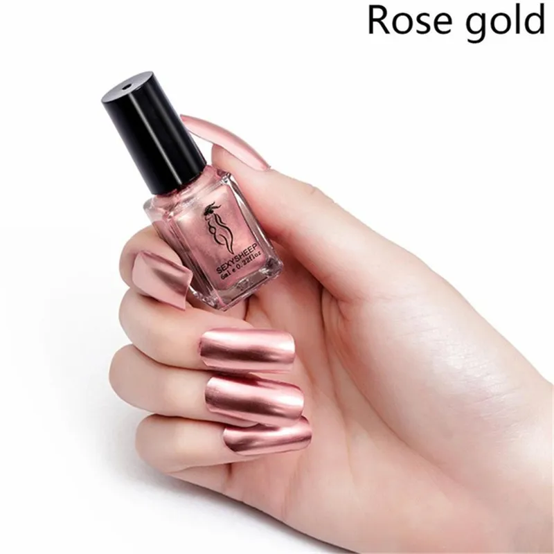 6ML Mirror Effect Nail Polish Metallic Pigment Chrome Nail Art Purple Rose Gold Silver Varnish For Nails Manicure Lacquer - Цвет: 14