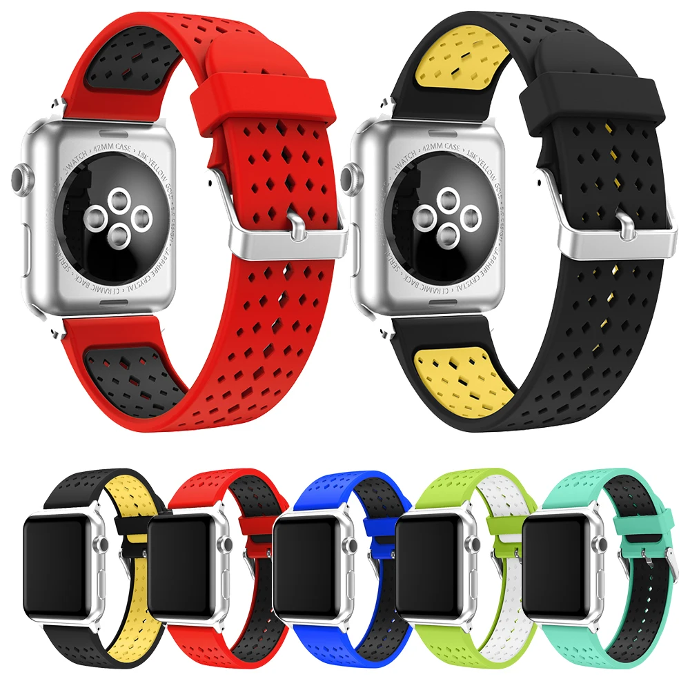 

Sport Silicone Strap for Apple Watch Strap 44mm 42mm 38mm 42mm Straps Band for Apple Watch 4 3 2 1 Bracelet for iWatch Pulseira