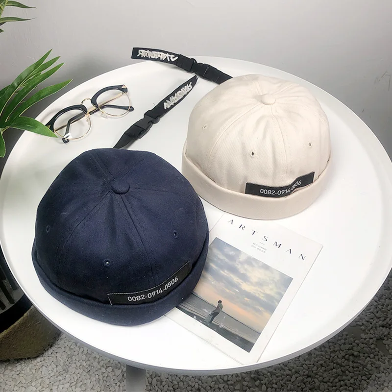 

Men Casual Beanies Adjust Docker Hat Sailor Cap Mechanic Biker Hat SkullCap Beanie Black Navy Blue Vintage Hats for Ladies