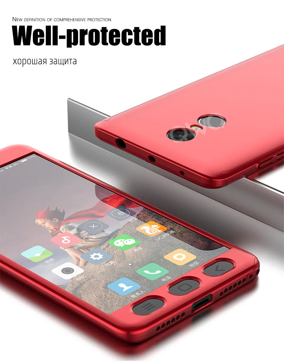 360 Degree Protection Hard Cases For Xiaomi Redmi 4X Note 4 Note 4X Shockproof Full Cover Phone Shell 3