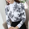 2022 Casual winter Autumn High Collar print Crochet Lace Blouses Women Ladies Tops Lace Women Blouses Long Sleeve Shirt S-3XL ► Photo 3/5
