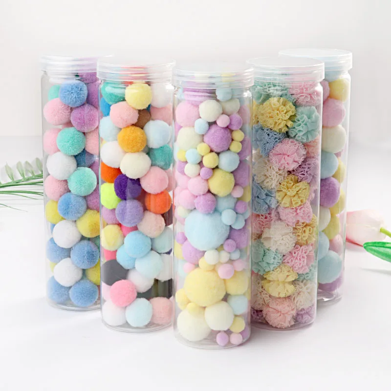 

Original Box Packing Pompom Craft Mix Macaroon Colors Pom Poms DIY Soft Fur Balls Fluffy Plush Pompones Wedding Decor Sew Art
