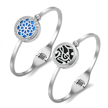 

Aromatherapy Essential Oils Diffuser Bracelet Tree of Life Diffuser Locket Jewelry Stainless Steel Aroma Diffuser Cuff Bracelet