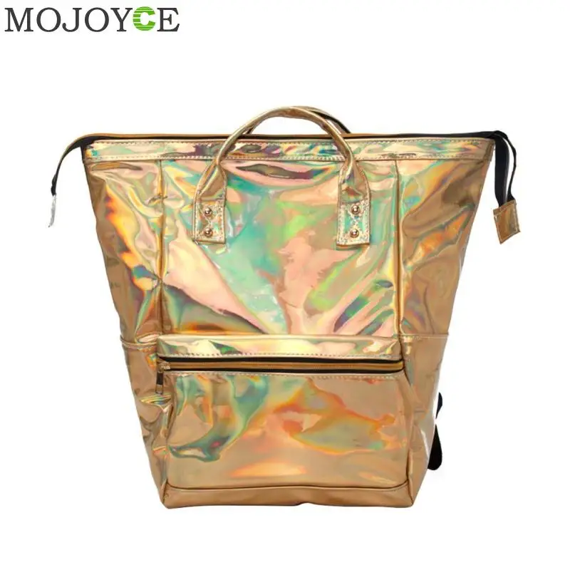 

2018 New Women Men hologram backpack laser daypacks girl school bag female silver pu leather holographic bags mochila