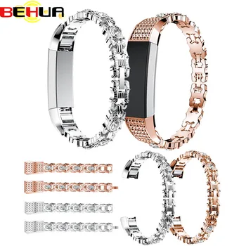 Correa de reloj de Alta calidad con diamantes de imitación, correa de reloj de acero inoxidable, para Fitbit Alta HR