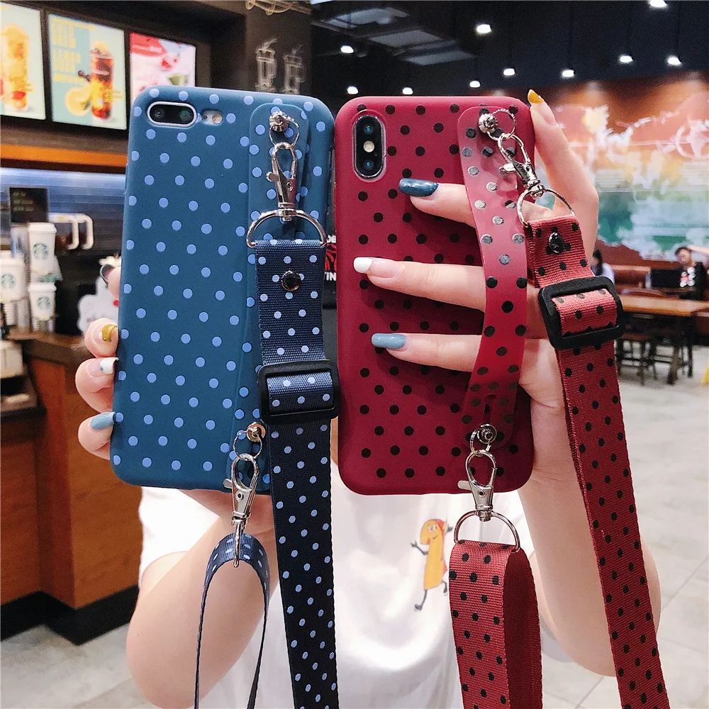 

Wrist Strap Phone Case For iPhone X XR XS MAX Fashion wave Silicone Case for iphoneX 7 6s 8 plus Lanyard Neck Strap Cover fundas