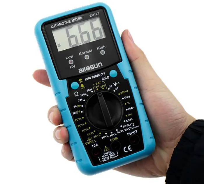 

ALLSUN EM127 dedicated digital multimeter vehicle maintenance, the spark plug wire lights, and powerful.