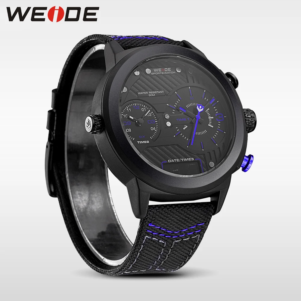WEIDE Роскошные оригинальные нейлоновые наручные часы с двойным часовым поясом