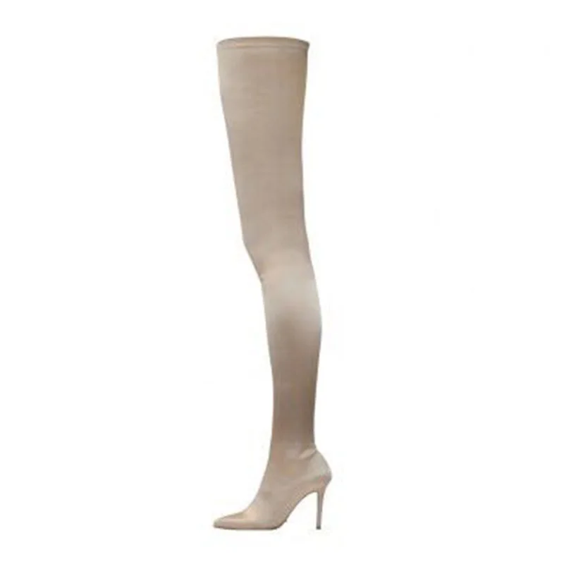 

autumn women pointed toe over the knee boots women stretch fabric boot women velvet fashion boots thin heel socks boots
