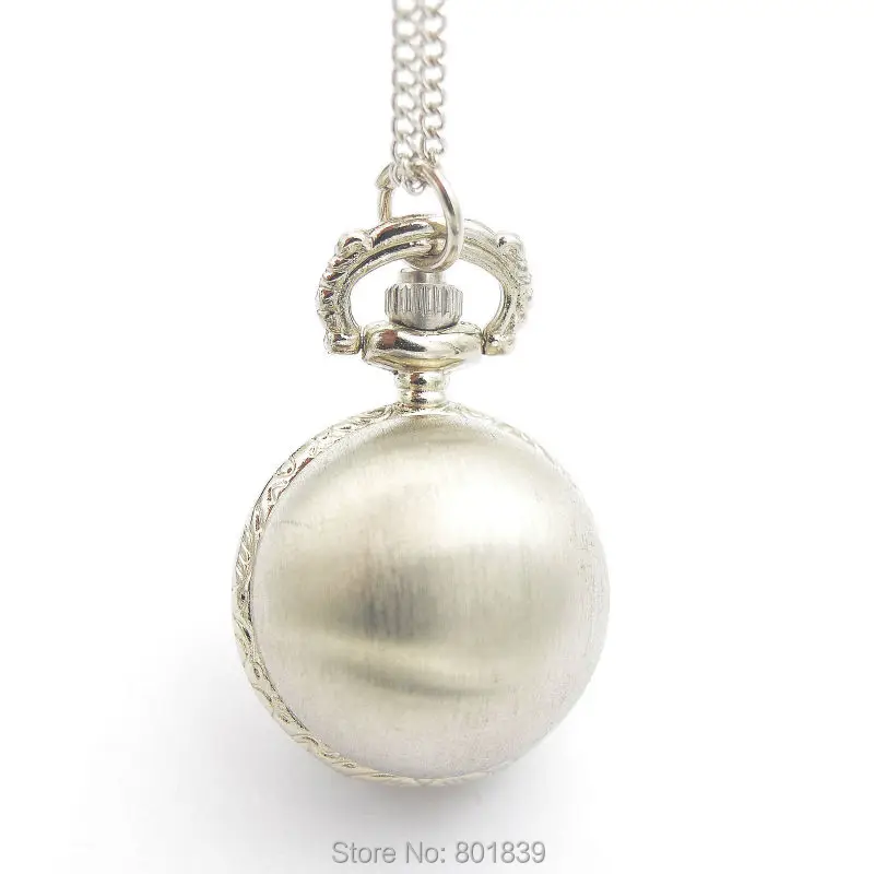

Luxury Silver Tone Case Ball Design Quartz Womens Ladies Girls Necklace Pocket Watch Nice Xmas Gift Wholesale Price H029