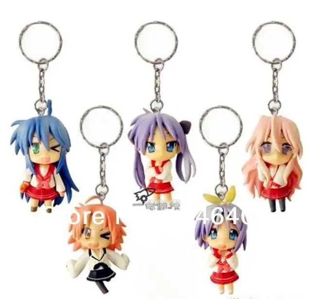 Японский аниме Lucky Star ПВХ фигурка Konata Izumi 5 шт./компл. картонная Key chhain бесплатная