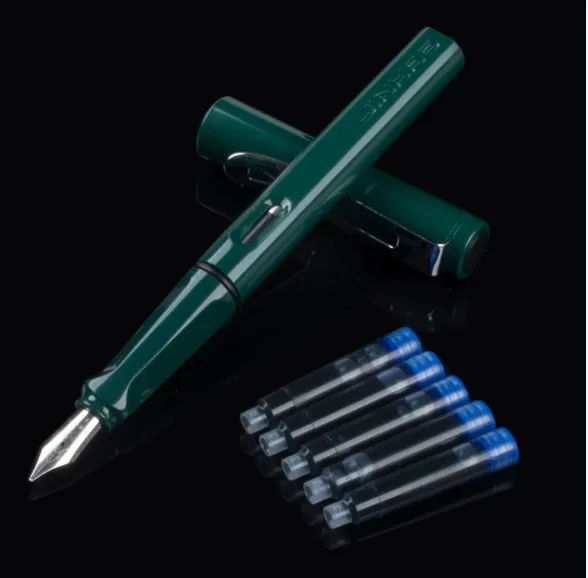 JINHAO 599 черный новый список 5 шт Чернильное и среднее тонкое перо ученическая