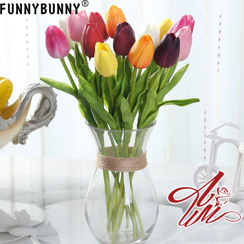 

FUNNYBUNNY Mini Artificial Tulip Flowers for Party Home Wedding Decoration ( vase not Include)