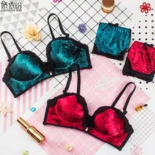 JYF-зима, высококачественное бархатное женское нижнее белье, бесшовный сексуальный кружевной комплект с бюстгальтером, удобное нижнее белье, мягкий пуш-ап наборы бюстгальтер+ трусы