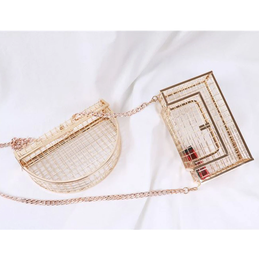

DUSUN Vintage Women Hollow Out Box Evening bag Party New Chains Shoulder Crossbody Bags Art Wedding Day Clutch Bag Cage Handbag