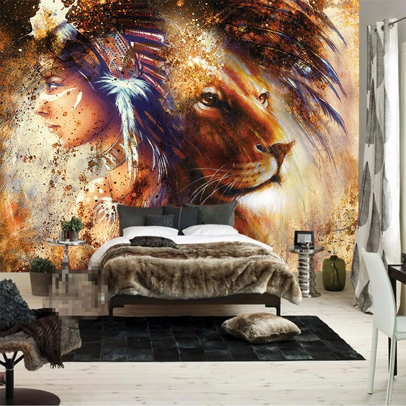 

Amazing Animal Tiger Custom Photo Canvas Wall Paper Wall Mural Backdrop Wallpaper Living Room Bedroom Home Decor YBZ175