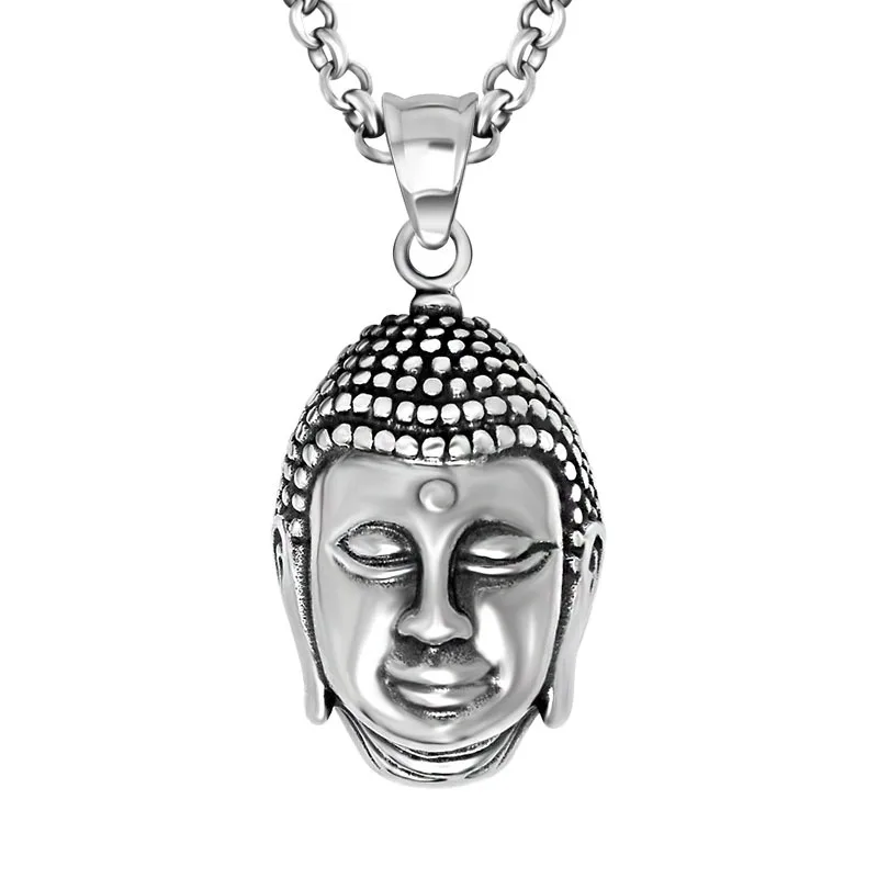 God Of Buddhism Style Pendat Necklace, Titanium 316l Stainless Steel