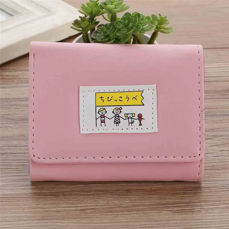 Lady Short Cartoon Print Coin Purse Solid Color Small Wallet Card women's wallet clutch portfel cuzdan billetera carteira 40MA1915