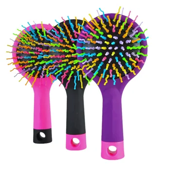 

Hot Sele 1pc Rainbow Volume Anti-static Magic Detangler Hair Curl Straight Massage Comb Brush Styling Tools With Mirror