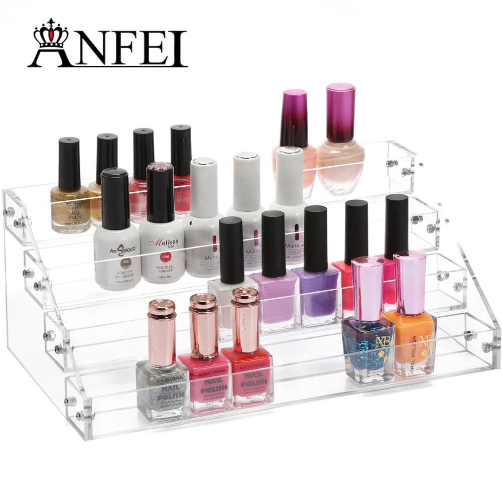 4 layers nail polish storage shelf detachable lipstick display lippie