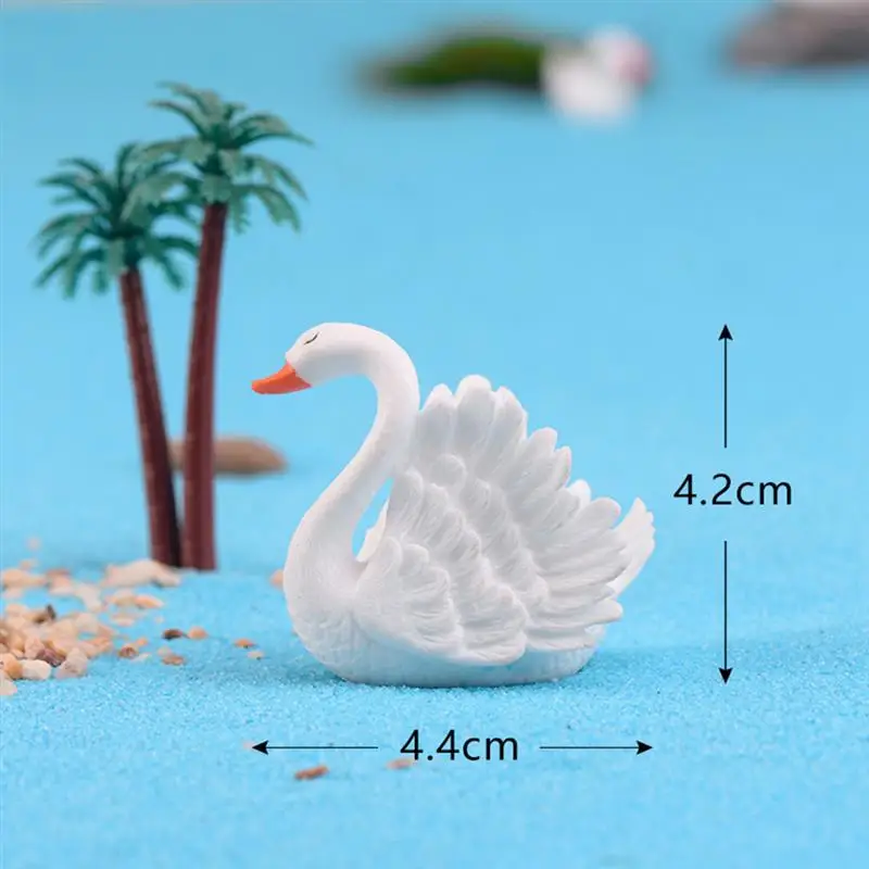 2pc DIY Resin Decorative Mini Beautiful Swan Fairy Garden Decor Dollhouse Accessory Home Decoration Craft Figurines Miniatures