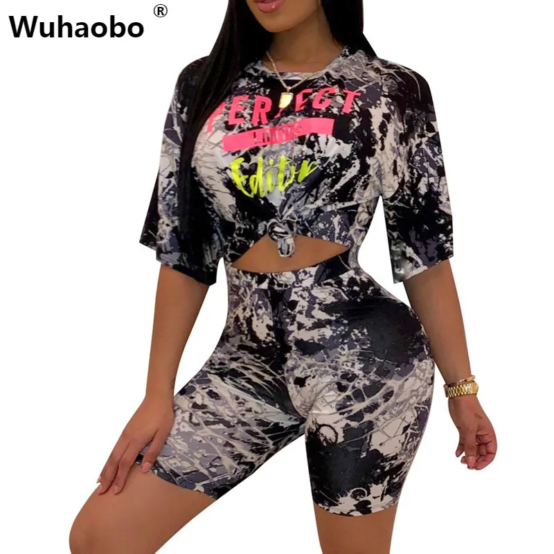 Wuhaobo/Летний уличный Повседневный стиль, Женский комплект из 2 предметов, верблюжий топ с коротким рукавом, короткие штаны, тонкие спортивные
