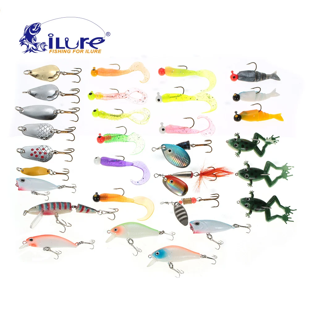 iLure 30 Pcs/lot Fishing Lure Set Metal Spoon Bait Kit Wobblers Spinner