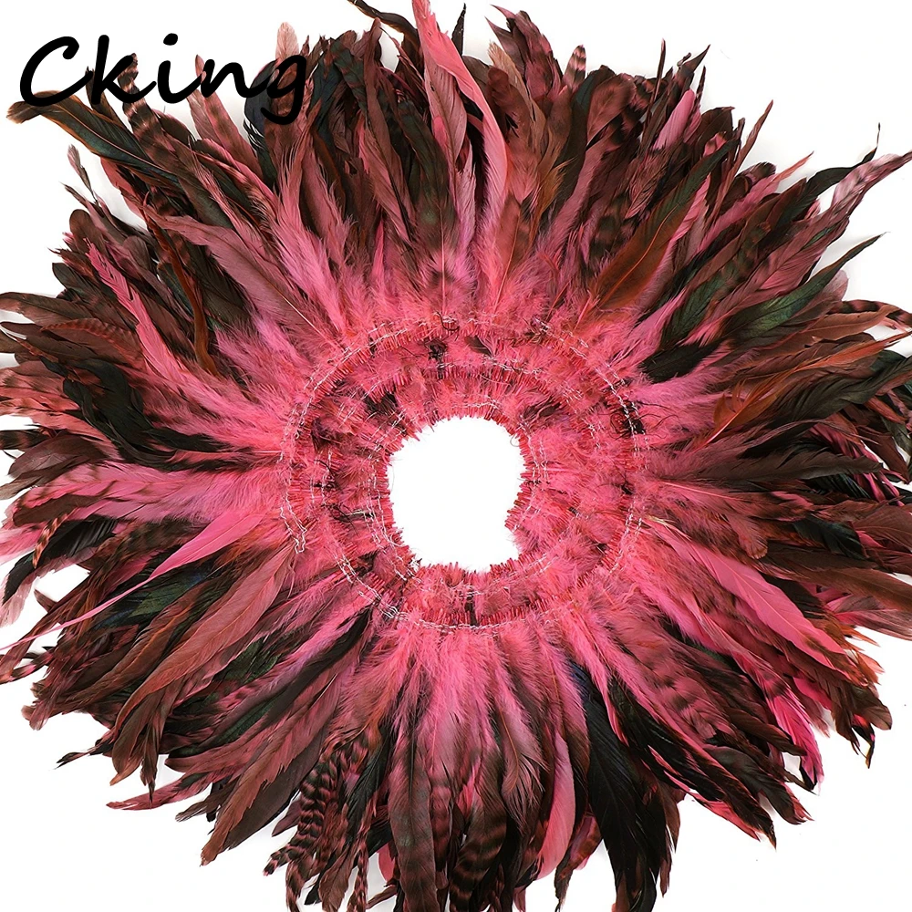 

Free shipping 1kgs 10-15cm Pink color grizzly stripe chicken rooster plumage feathers for jewelry making bulk sale
