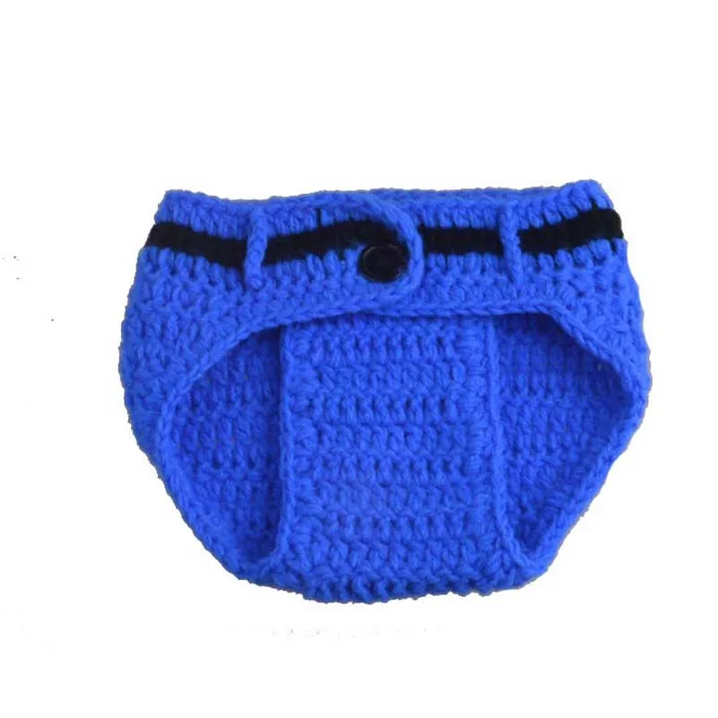 New Hot Sale Newborn Police Design Photography Photo Props Infant Toddler Costume Outfit Handmade Crochet Hat Diaper Set H230 3