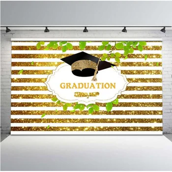 

Photography Studio Golden stripe Graduation party Books Hat Photo background Custom name banner 5x7ft backdrops fotografia