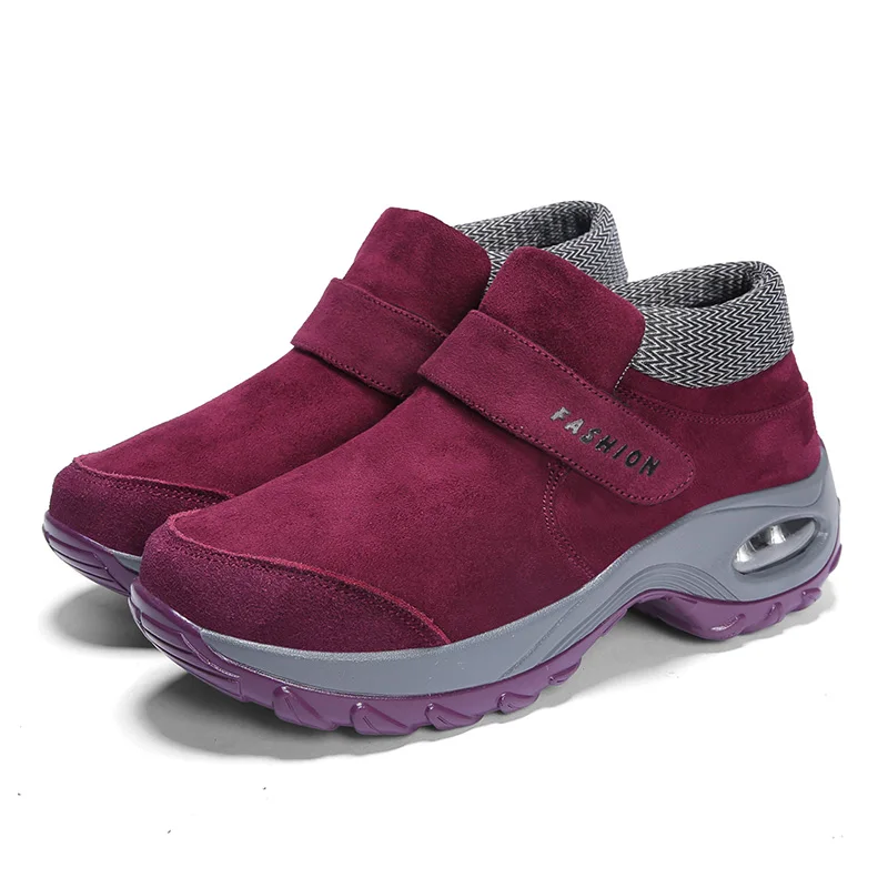 42 размер, женская обувь для бега, увеличивающая рост, прогулочная обувь, зимние спортивные кроссовки, теплые, zapatillas hombre Deportiva - Цвет: Red Without Fur