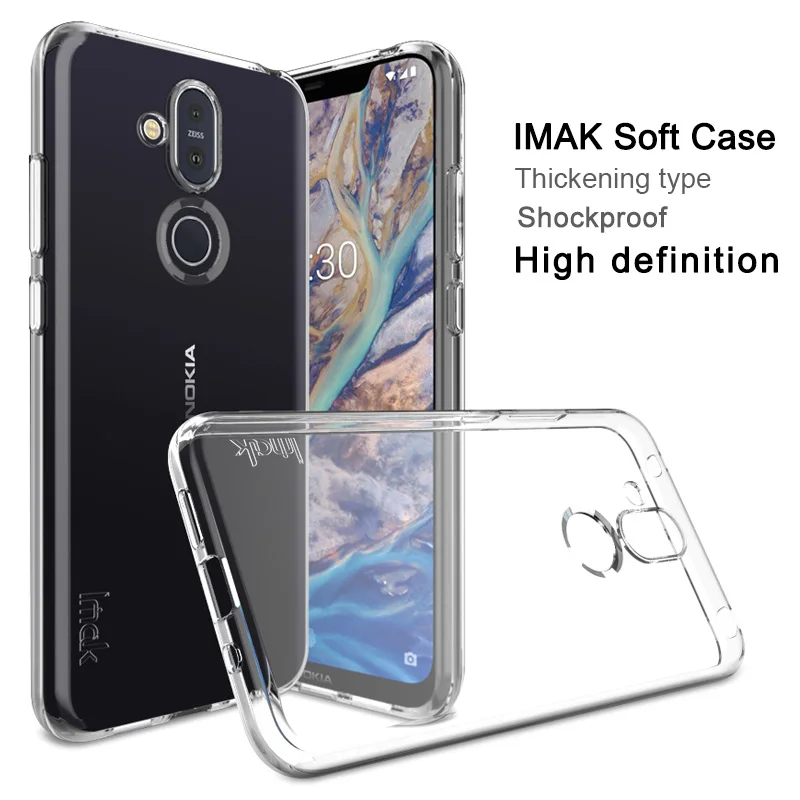 

IMAK Ultra Thin Clear Soft TPU Case For Nokia 8.1 X7 / 6.18" Transparent Back Cases For NOKIA 8.1 X7 Slim Silicone Cover