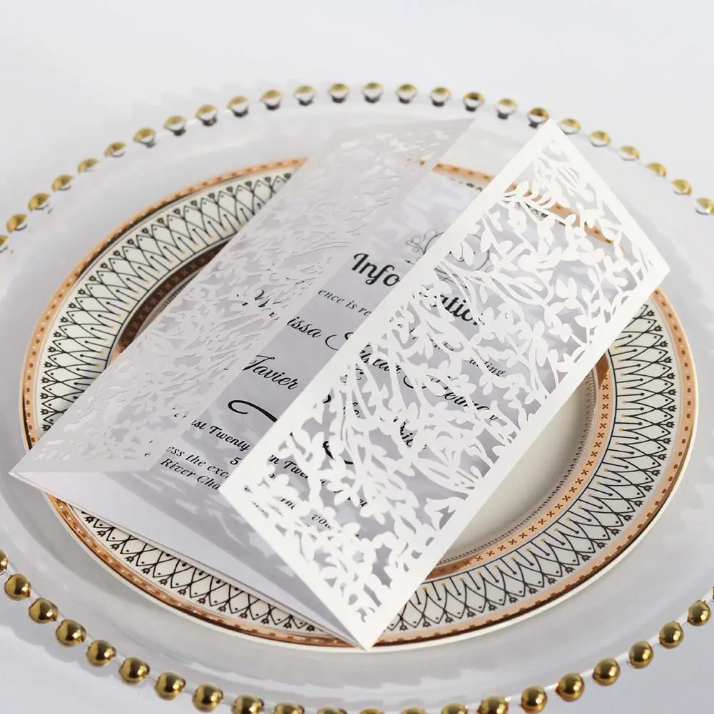  10pcs Holiday Wedding Invitation Laser Hollow Invitation European Bow Invitation Card For Wedding B - 33027526140