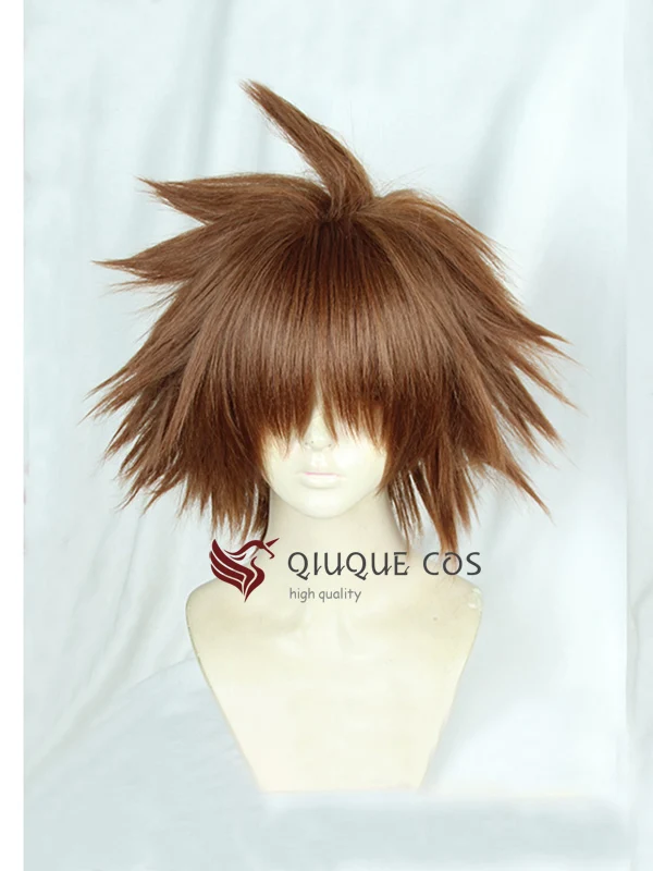 Kingdom Hearts III Sora Короткие афро бледно-коричневые термостойкие синтетические волосы косплей костюм парик+ трек+ шапка