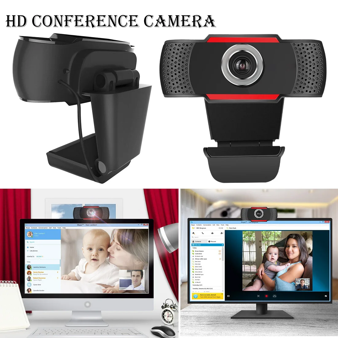 

WEB Webcam USB High Definition 480P Camera Web Cam 360 Degree MIC Clip-on for Skype Computer PC Laptop Camera
