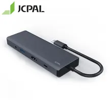 JCPAL USB-C концентратор 9 в 1 type-C PD зарядное устройство 60 Вт HDMI 4 к Lan RJ45 SD Reader USB-C док-станция алюминиевый корпус для MacBook Pro