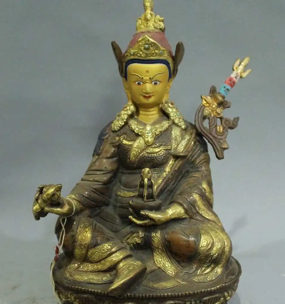

Tibet Bronze 24K Gold Buddhism Guru Padmasambhava Rinpoche Buddha Statue