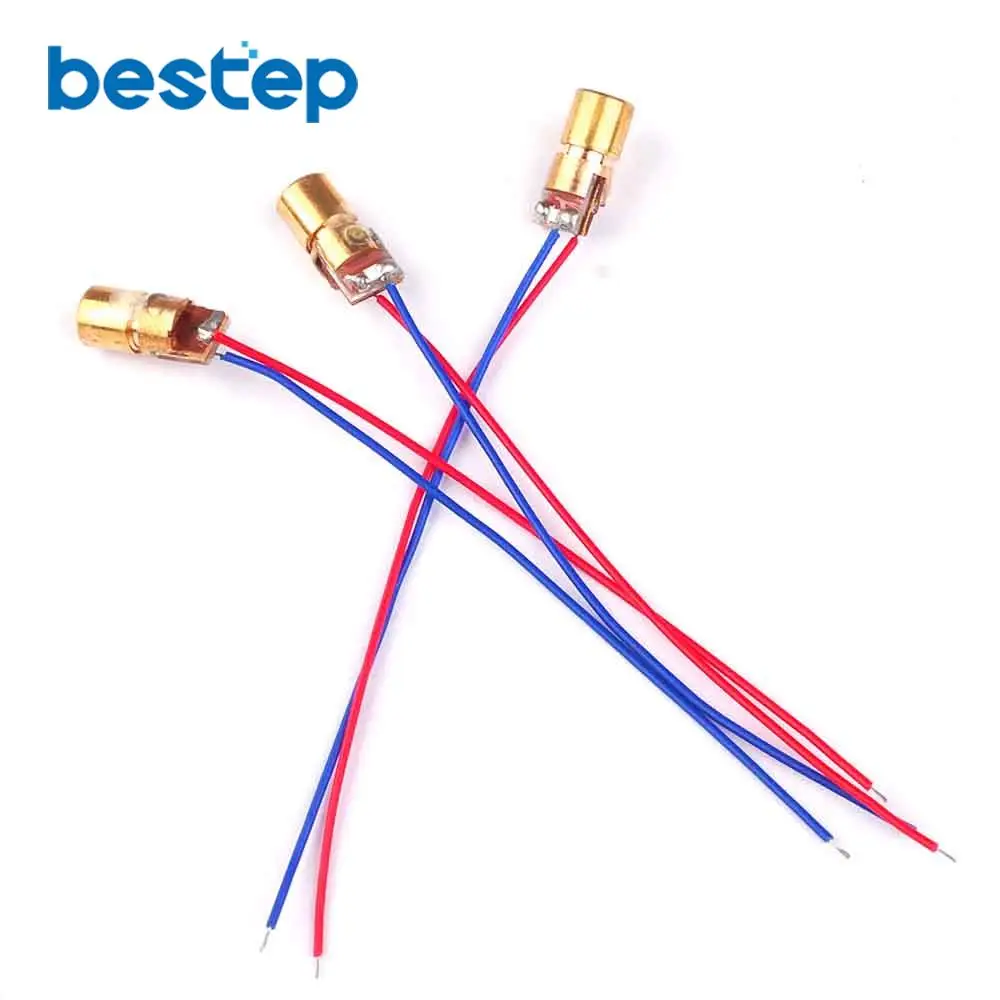 100pcs//lot 650nm 6mm 5V 5mW Laser Dot Diode Module Copper Head Red
