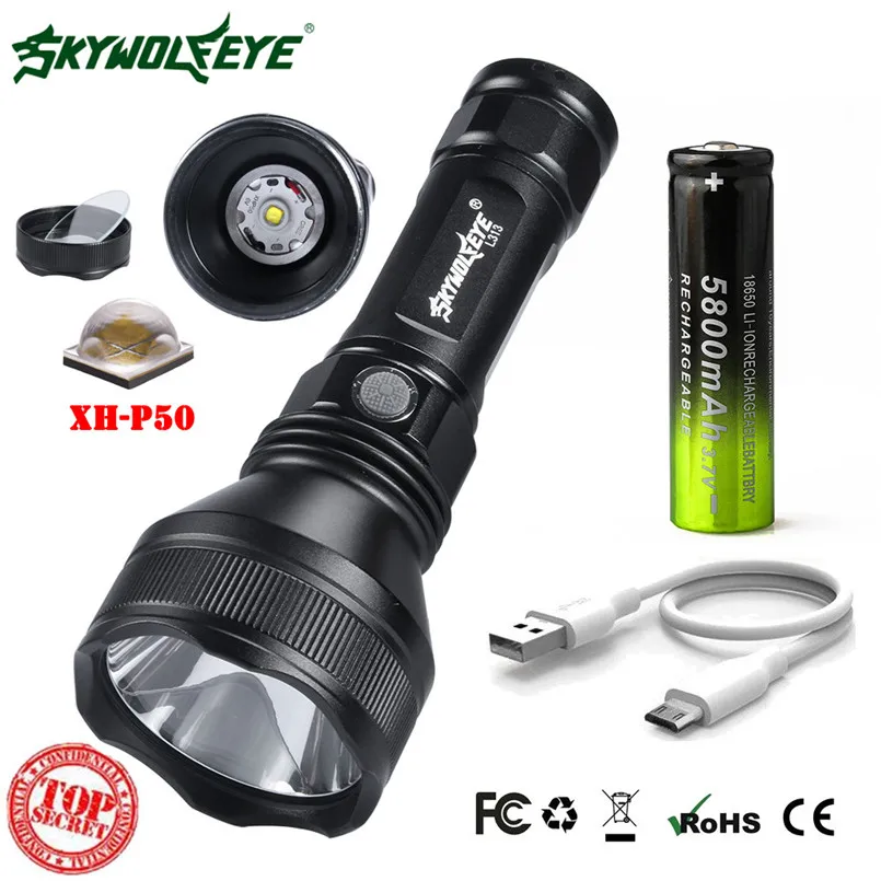 

Pro Aluminum XH-P50 3 Modes Flashlight Portable USB Rechargable Flashlight Outdoor for Cycling Bike Non-thermal radiation