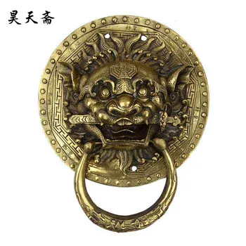 

[Haotian vegetarian] brass door ring diameter 22cm Chinese antique copper door handle HTA-043