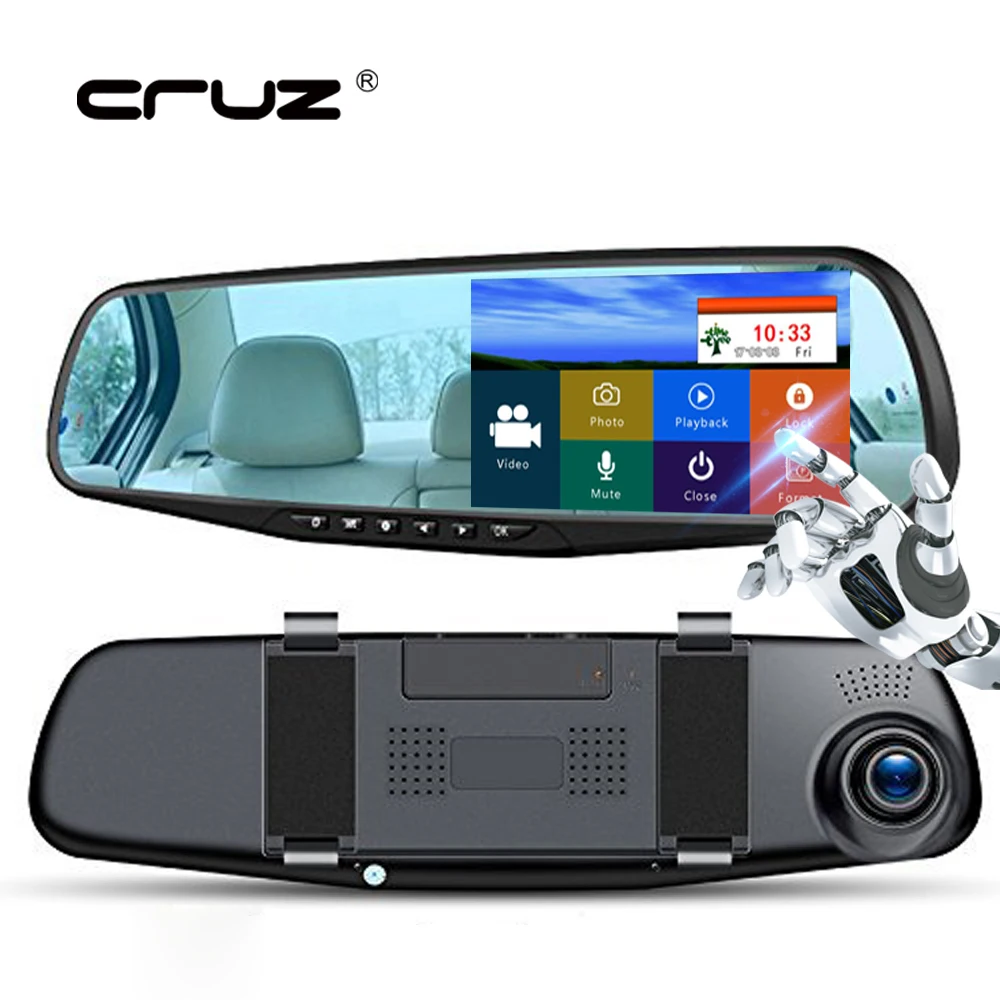 

CRUZ Car Dvr Camera 4.3" Touch Screen FHD 1080P Rearview Mirror Digital Video Recorder Dual Lens Auto Registrator Camcorder