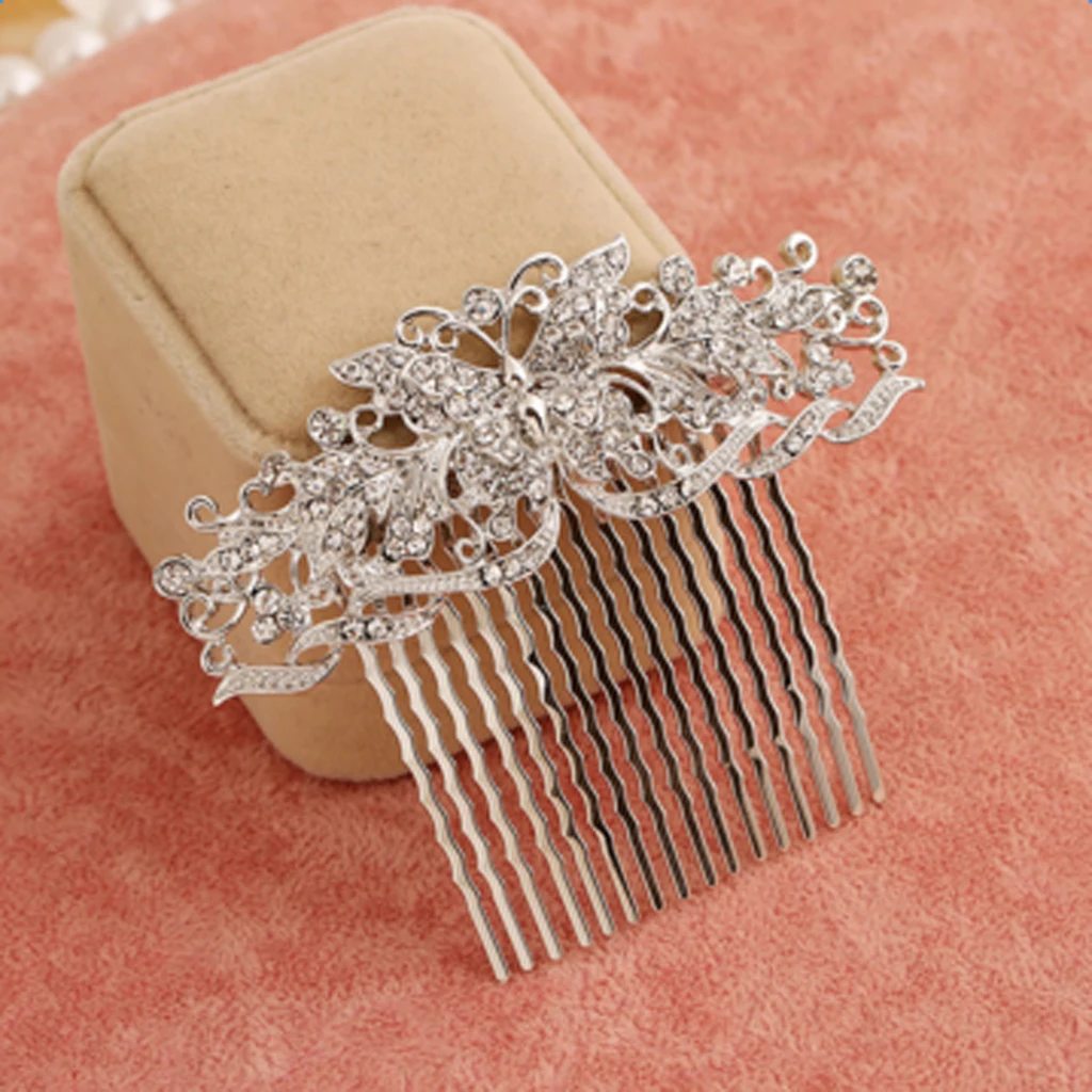Bridal Wedding Butterfly Diamante Rhinestones Hair Comb Hair