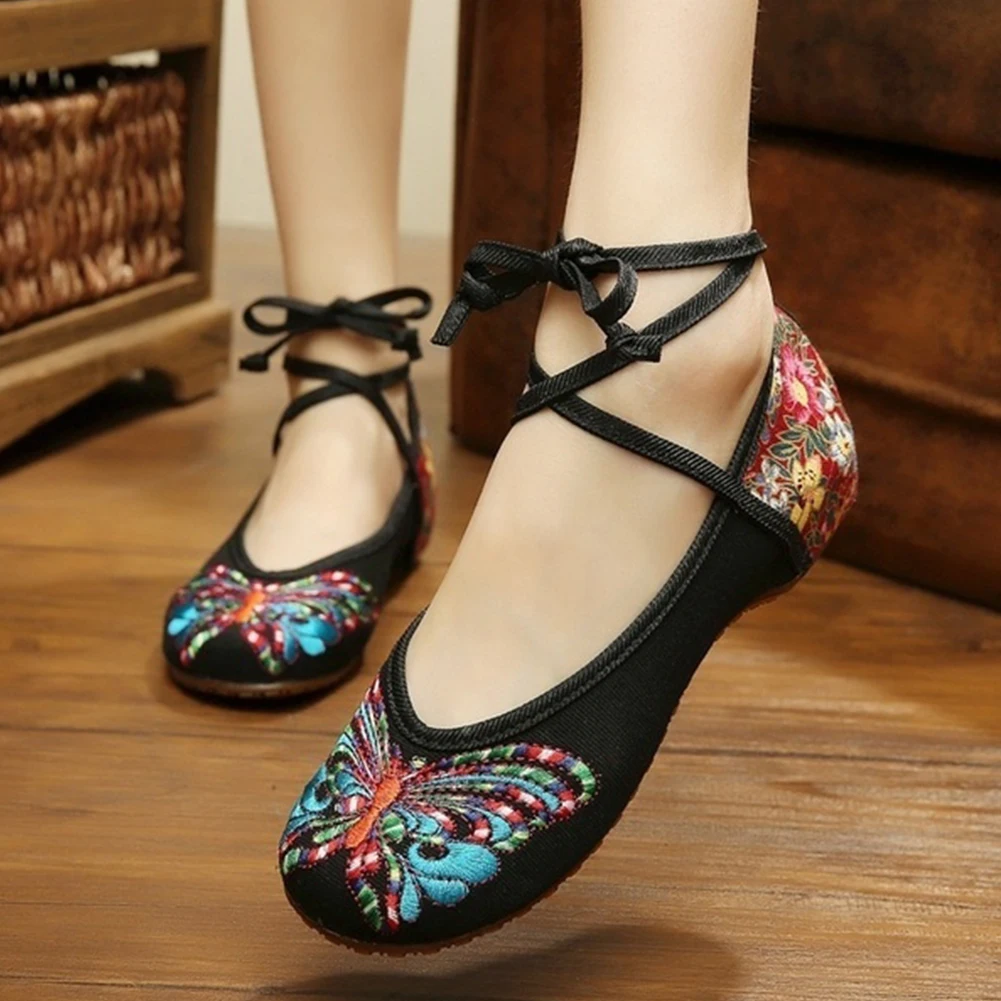 

Women Butterfly Pattern shoe Fashion Chinese Style Flats Flower Embroidered Flat Shoes