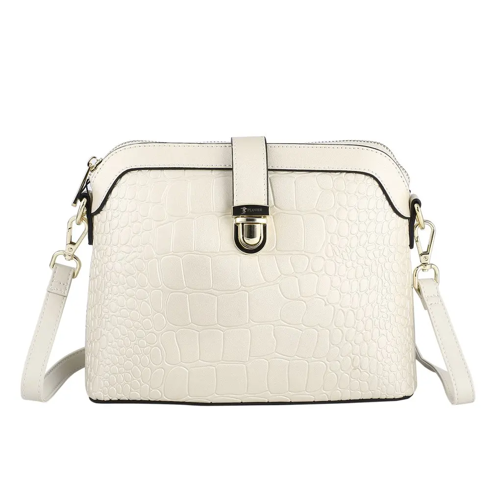 

Plover Genuine Cowhide Single Shoulder Bag Crossbody Bag with Crocodile Grain & Detachable Strap for Women GD9010-NY