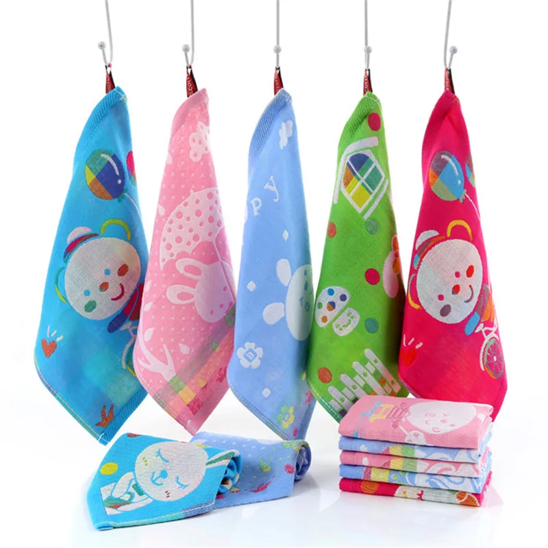 Cartoon Cotton Handkerchief Square Pocket Handkerchiefs Kids Portable Face Towels 26*26CMin