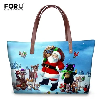 

FORUDESIGNS Fashion 2018 Merry Christmas Women Handbag Cute Santa Claus Prints Female Large Messenger Bags Crossbody Best Gifts