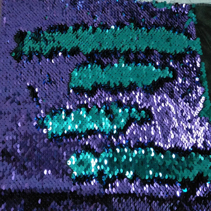 65x50cm Bling Bling Romantic Purple & Greenblue Color Sequin Double